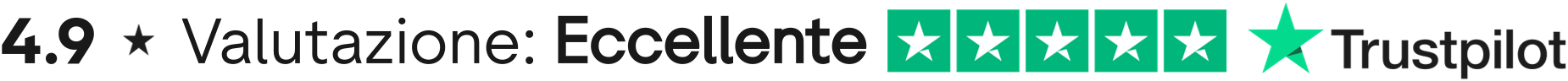 4.9, valutazione Eccellente su Trustpilot