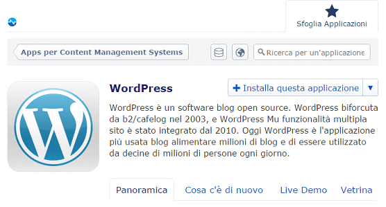 il tuo sito con un click - installazione WordPress